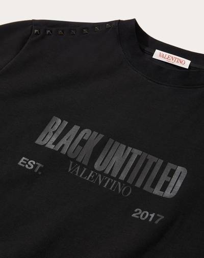 Valentino COTTON T-SHIRT WITH BLACK UNTITLED PRINT AND STUDS outlook