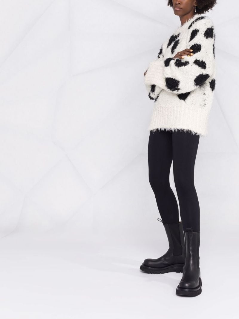 cow-print knitted jumper - 4