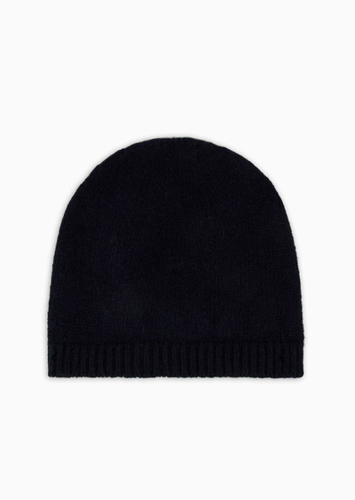 EMPORIO ARMANI Pure cashmere, ribbed beanie outlook