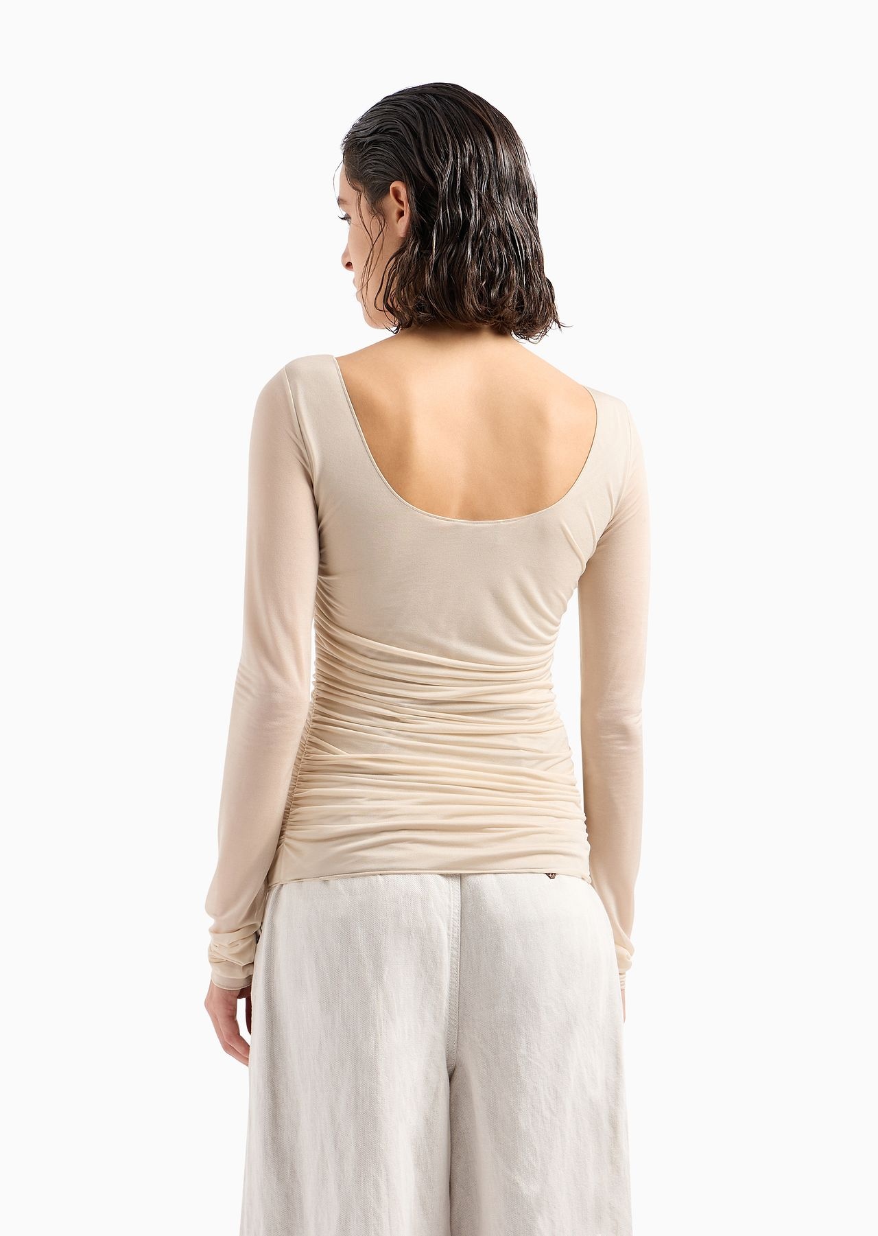 Draped chiffon jersey jumper - 3