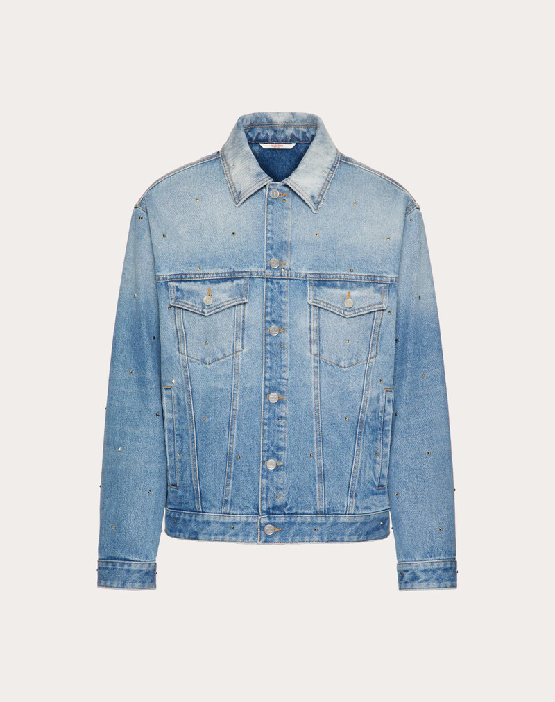 DENIM JACKET WITH ALL-OVER ROCKSTUD SPIKE STUDS 1
