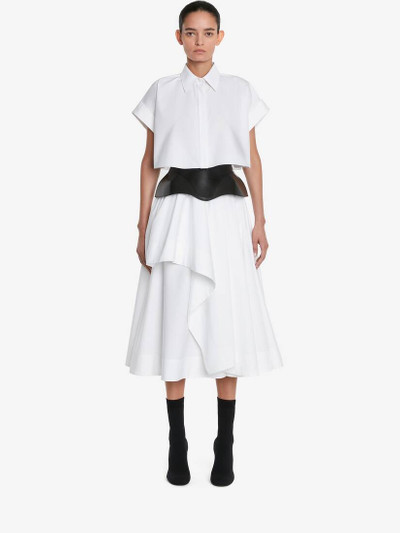 Alexander McQueen Women's Asymmetric Drape Midi Skirt in Optic White outlook