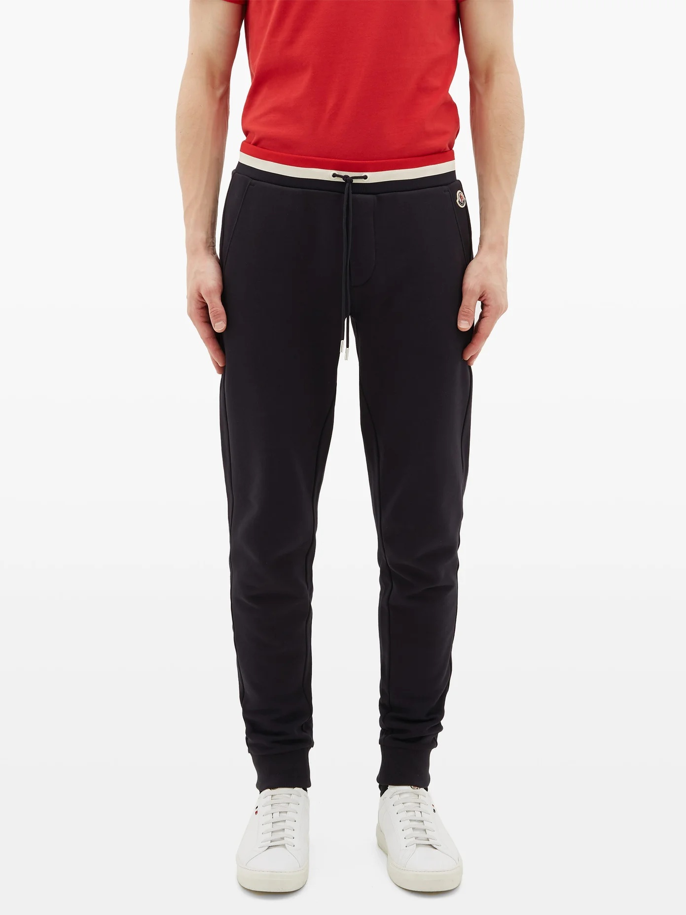 Tricolour-waistband cotton track pants - 5