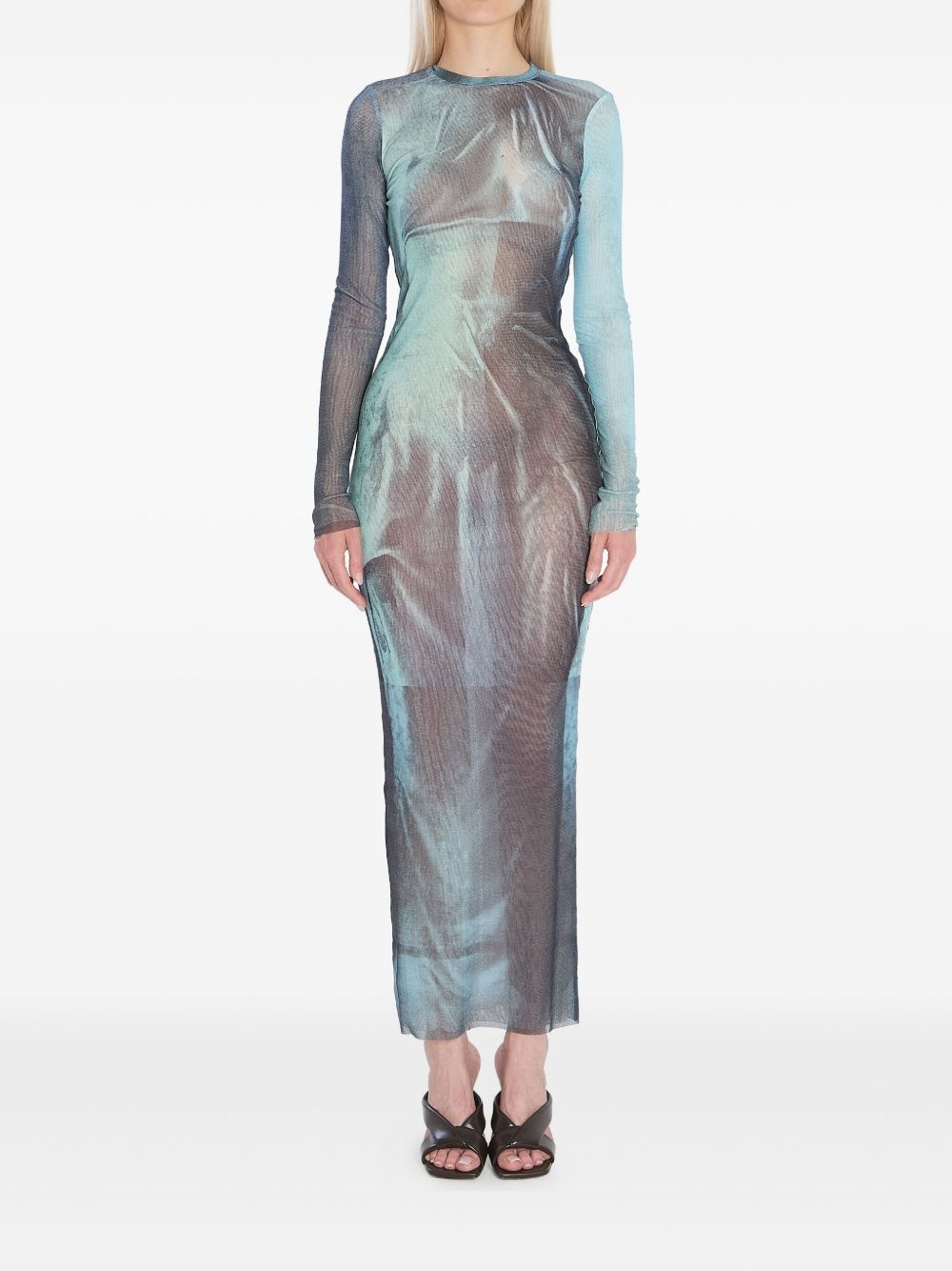 water-print maxi dress - 1