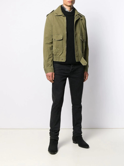 SAINT LAURENT patch pocket detail aviator jacket outlook