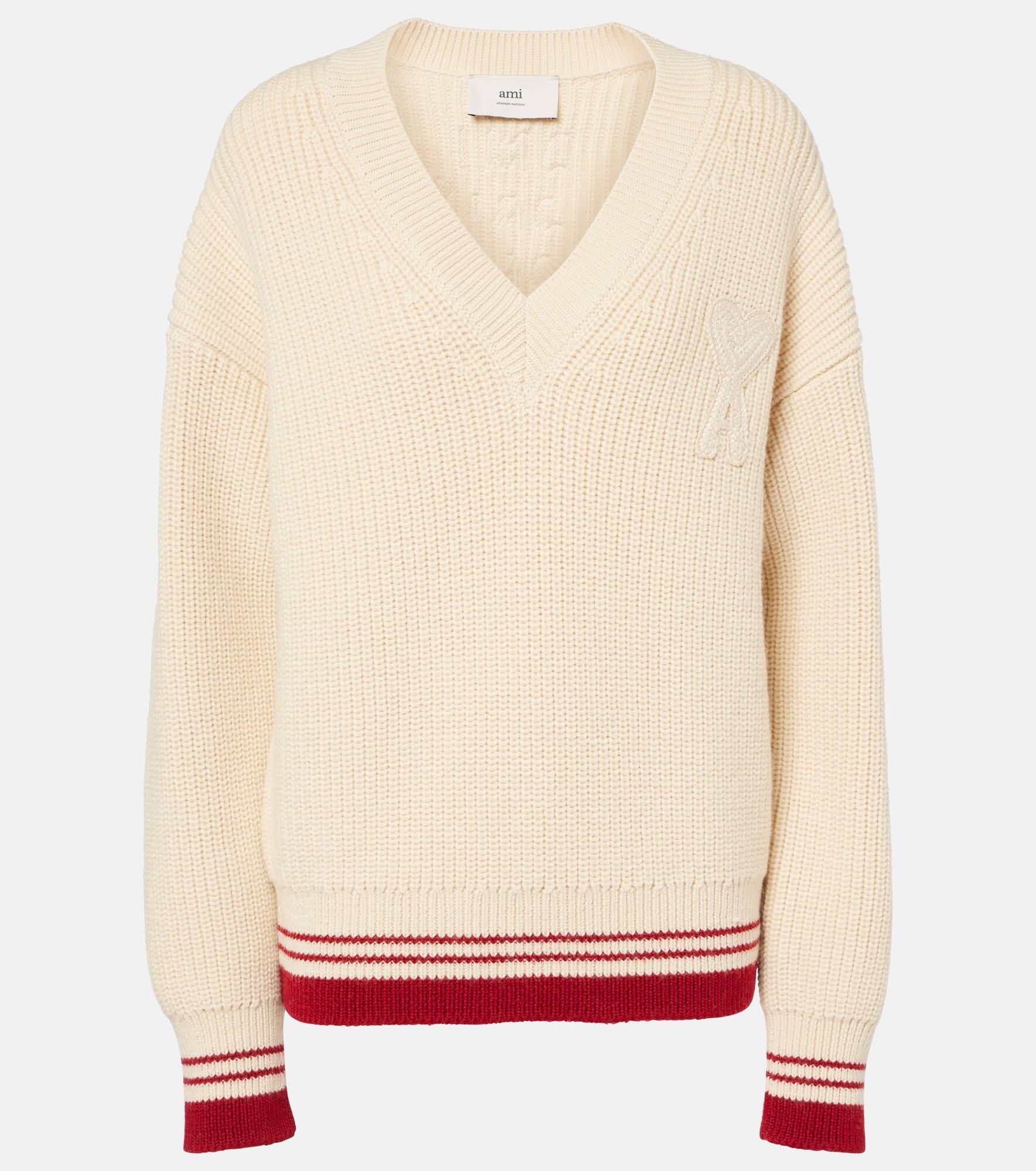Ami De Cœur ribbed-knit virgin wool sweater - 1