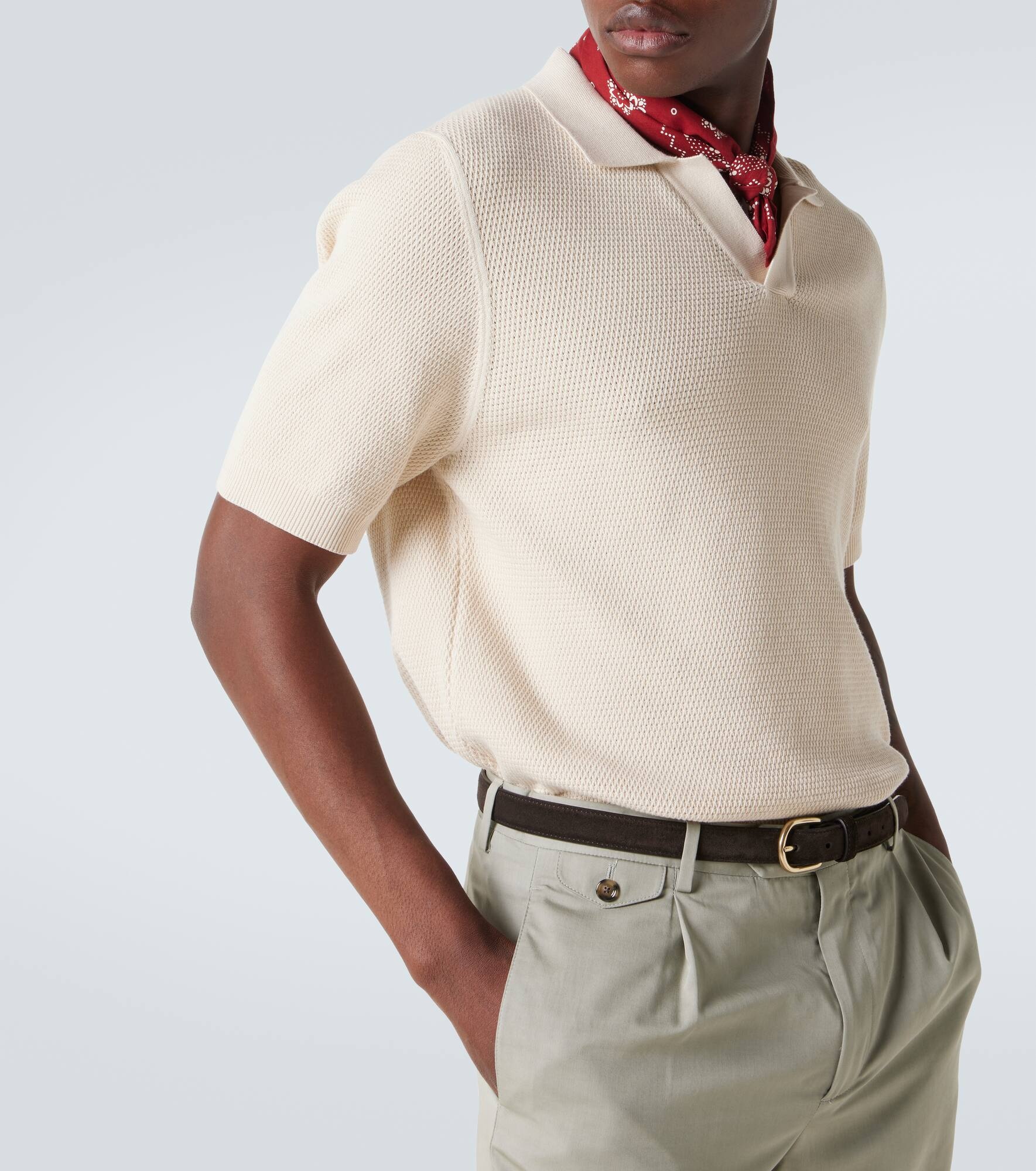 Waffle-knit cotton polo shirt - 5