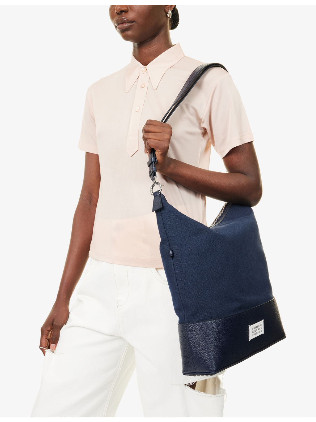 5AC Medium Woven And Leather Hobo Bag - 3