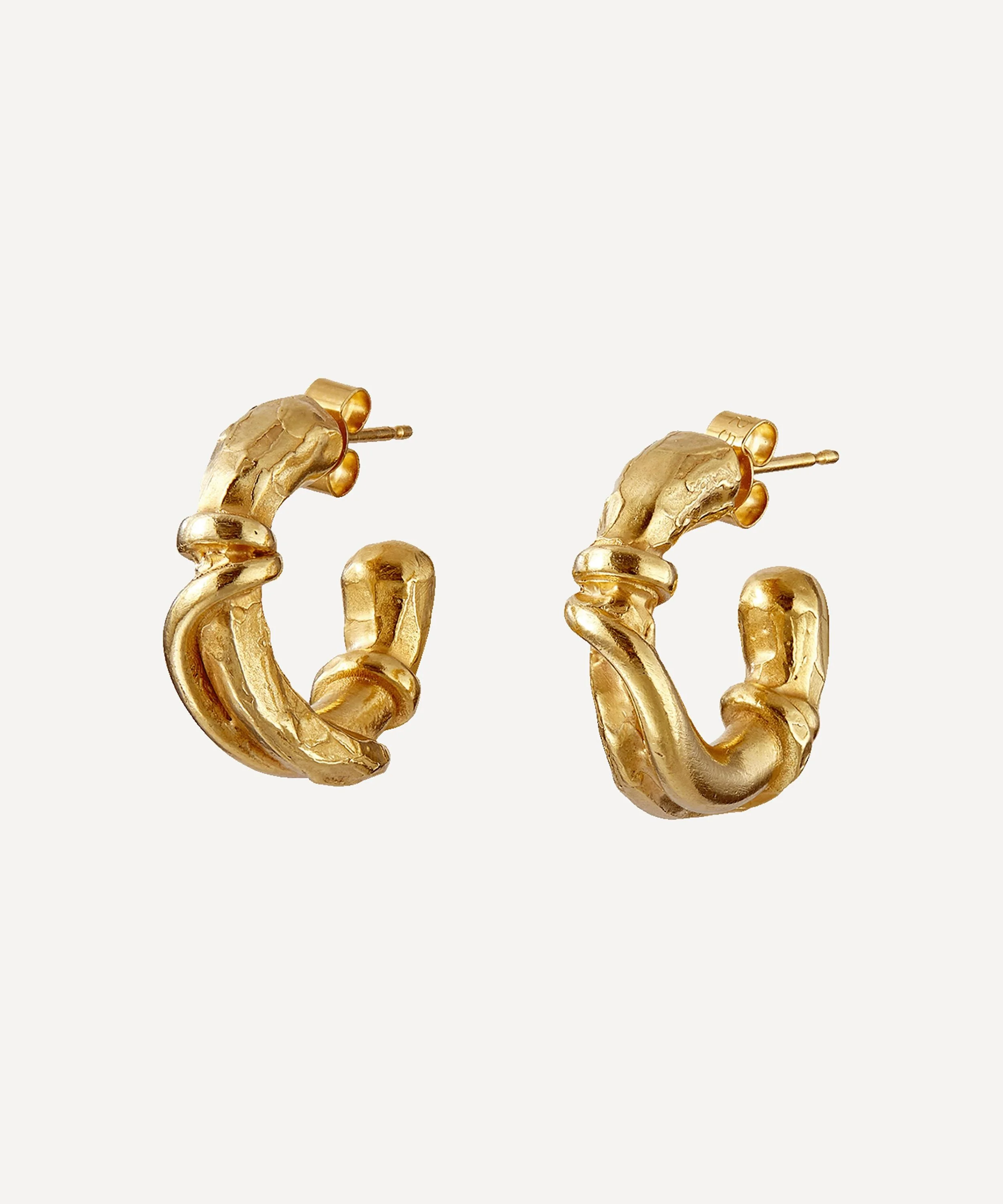 24ct Gold-Plated Cat Cradle Hoop Earrings - 1