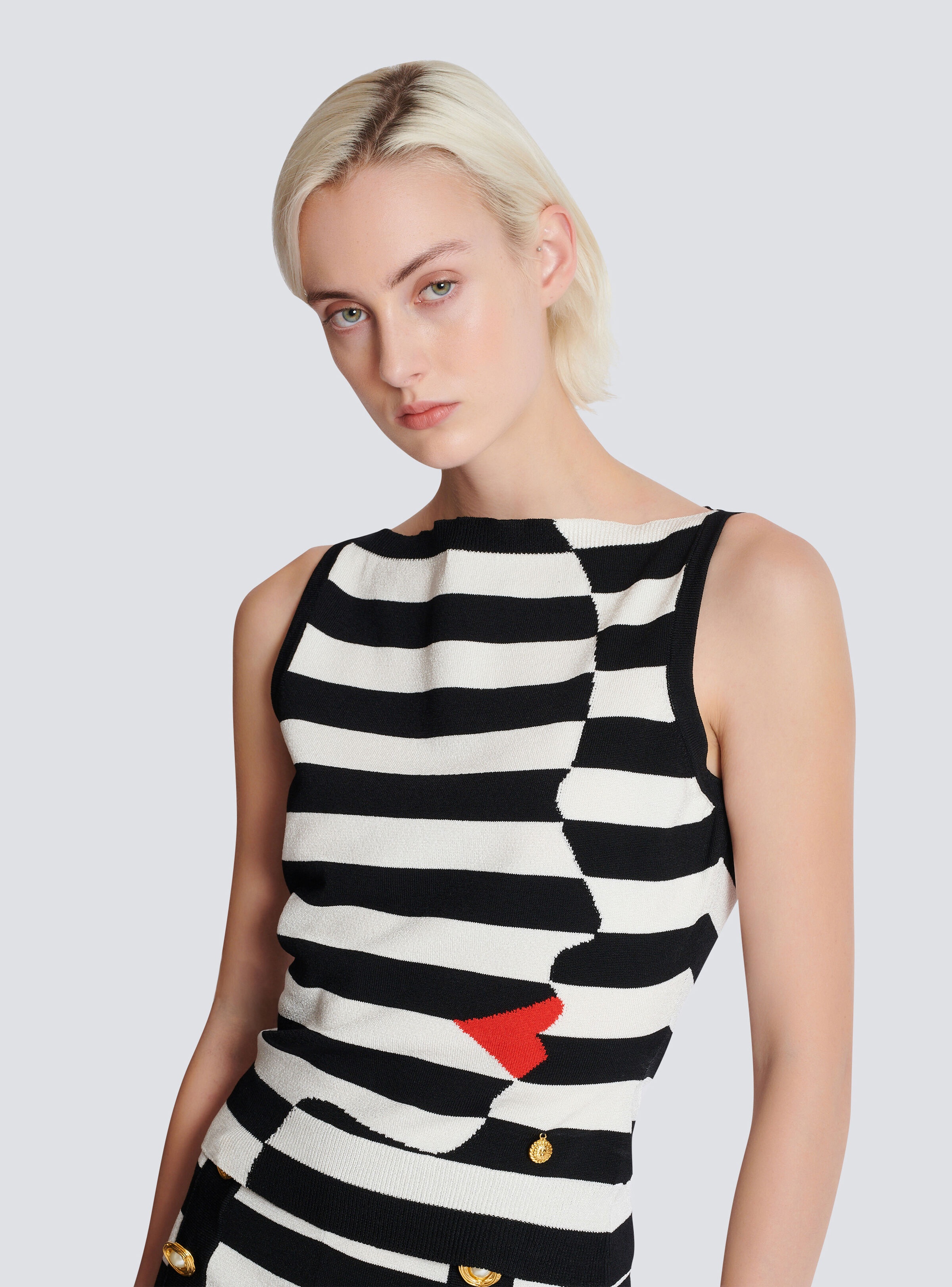 Knit Marinière top with Face motif - 7