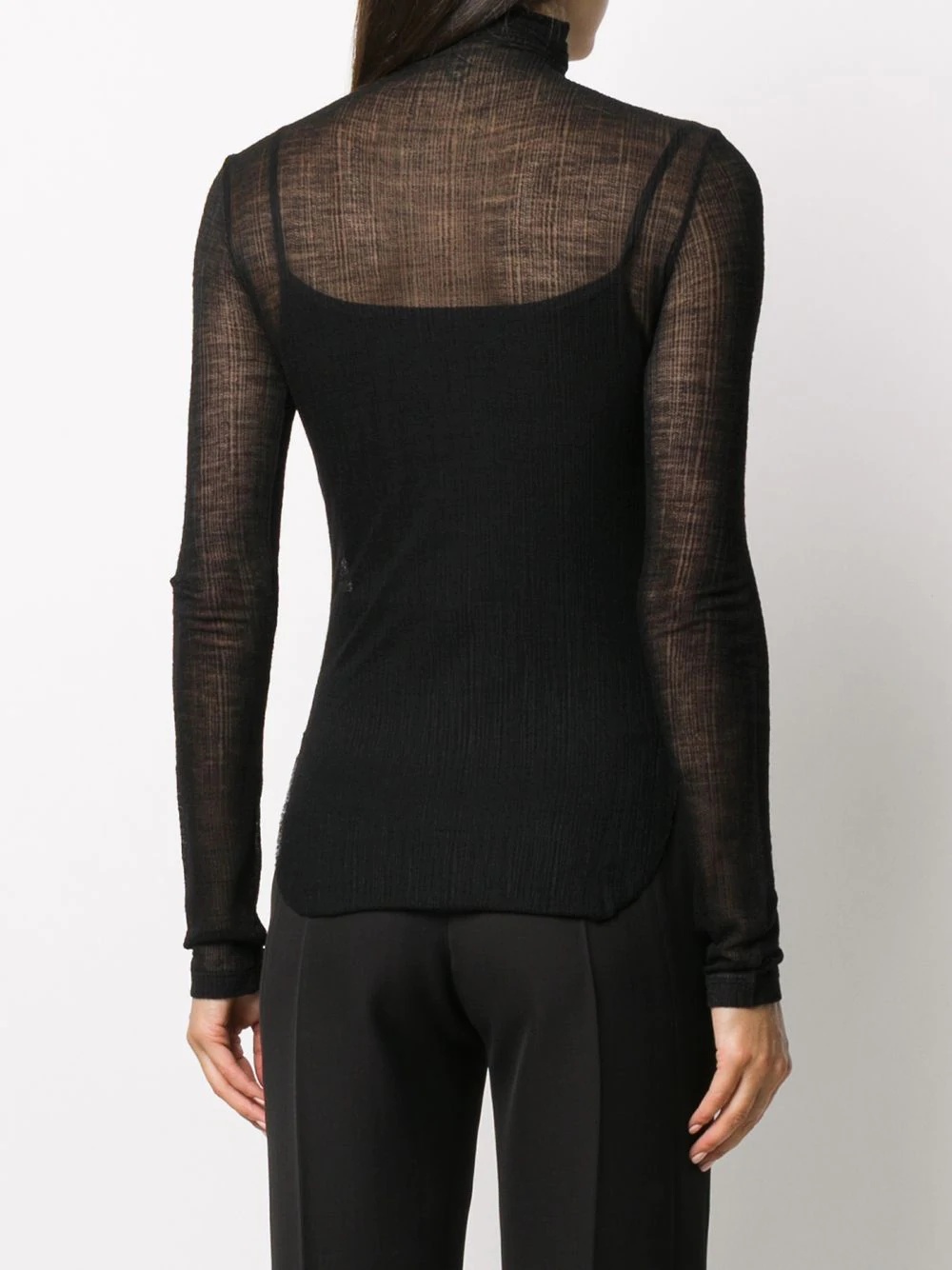 sheer roll neck knitted top - 4