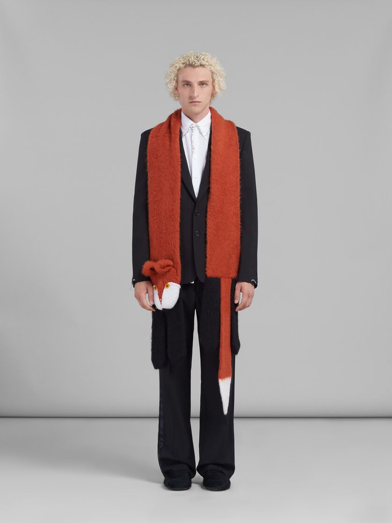 Marni BROWN BRUSHED MOHAIR FOX SCARF outlook