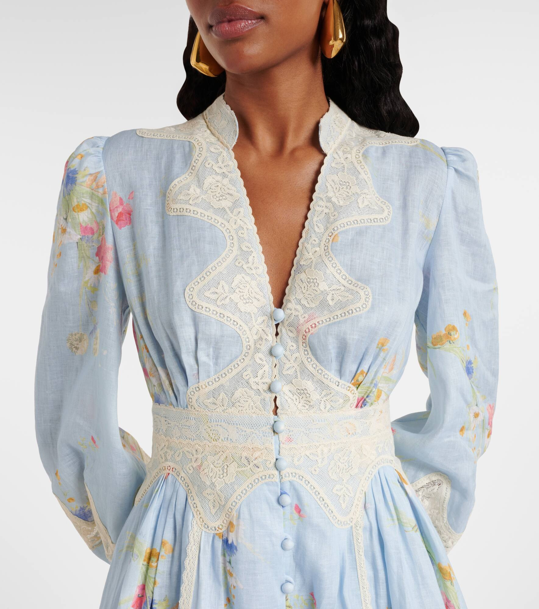 Lucky Lace floral linen minidress - 4