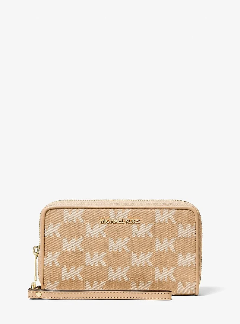 Jet Set Travel Large Logo Jacquard Denim Smartphone Wallet - 1