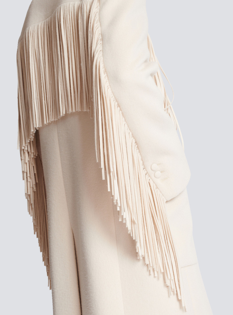 Unisex long fringed wool and cashmere coat 8