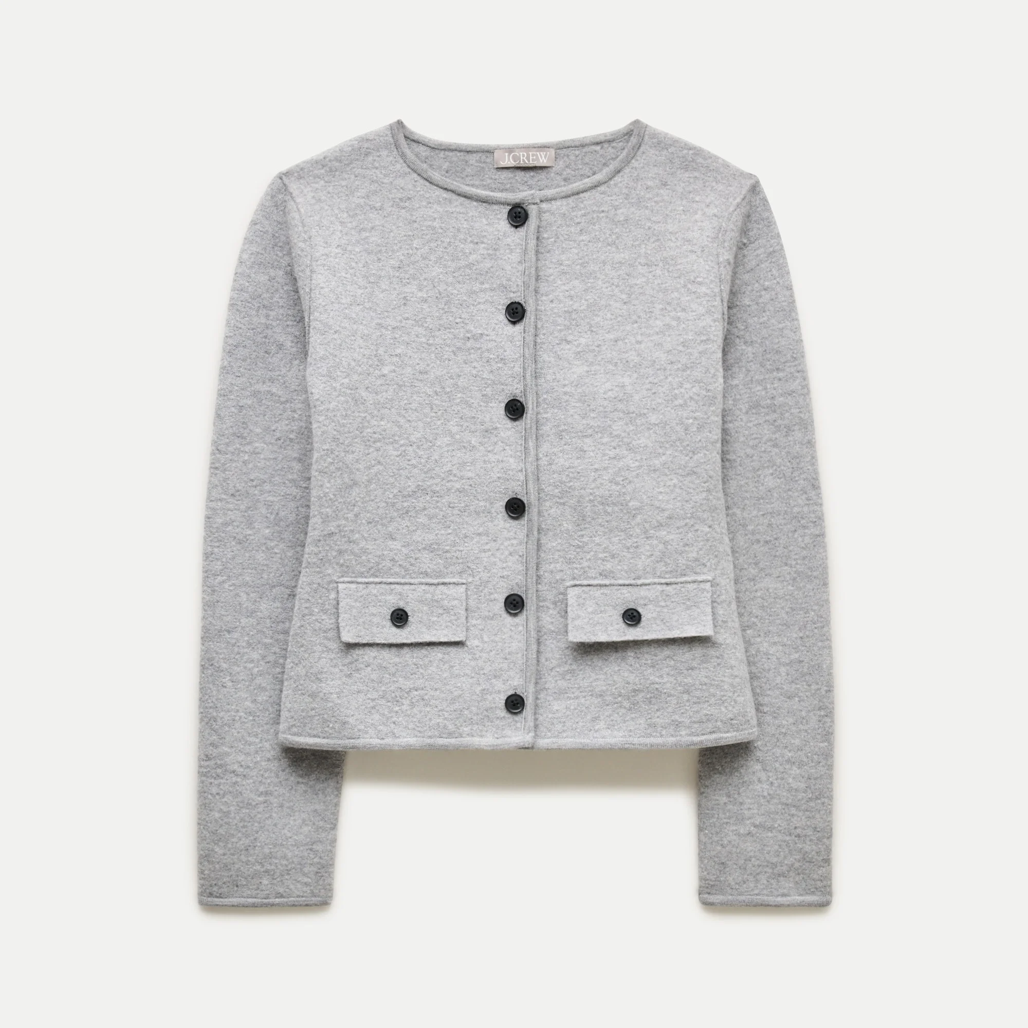 Boatneck sweater-jacket in boiled merino wool - 1