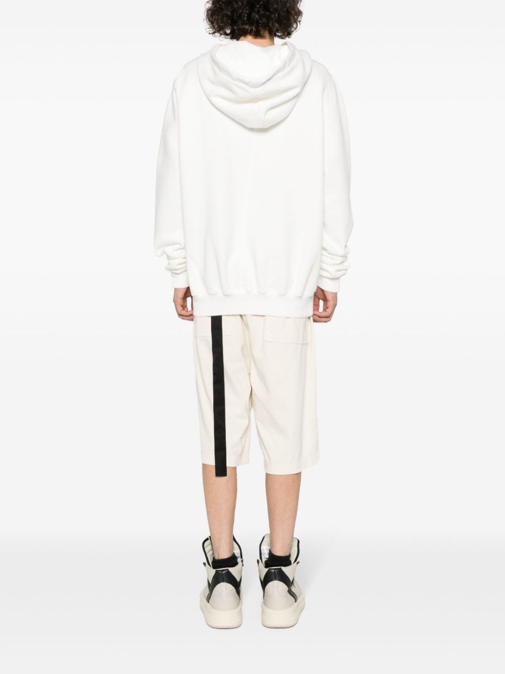 logo-tape organic cotton hoodie - 4