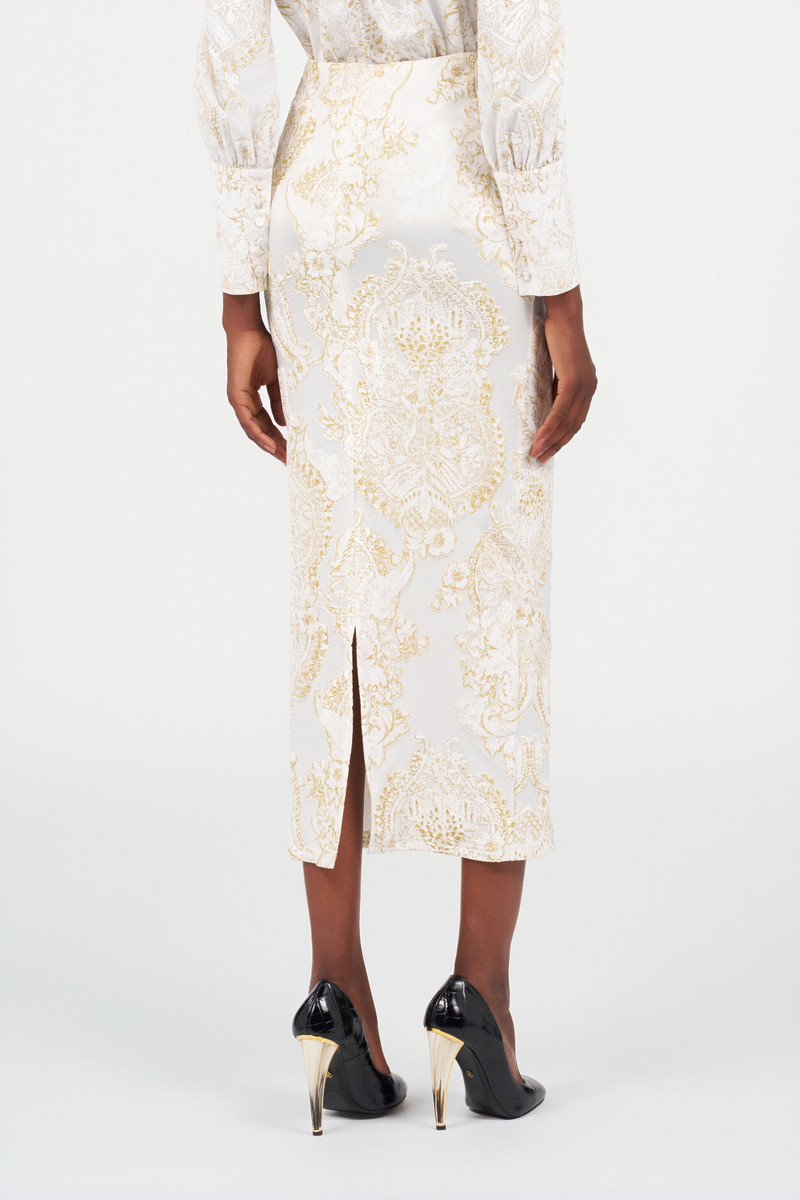 Ornamental White Print Skirt 4