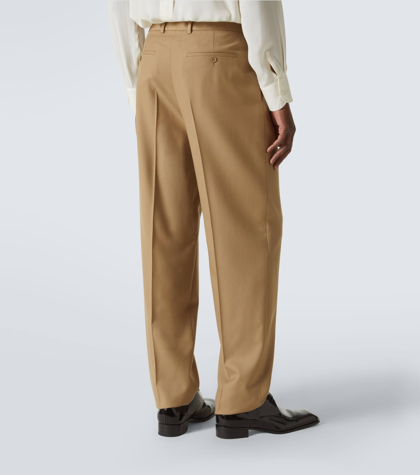 High-rise wool gabardine tapered pants - 4