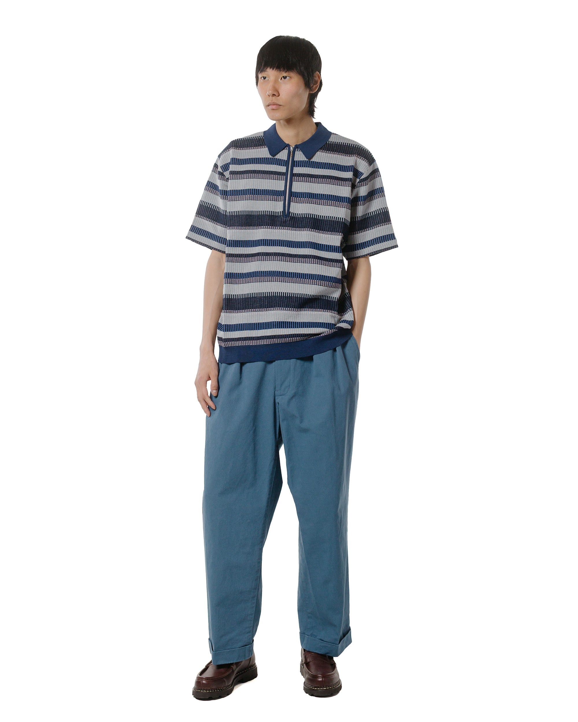 2Pleats Trousers Twill Bio Washed Sax - 4