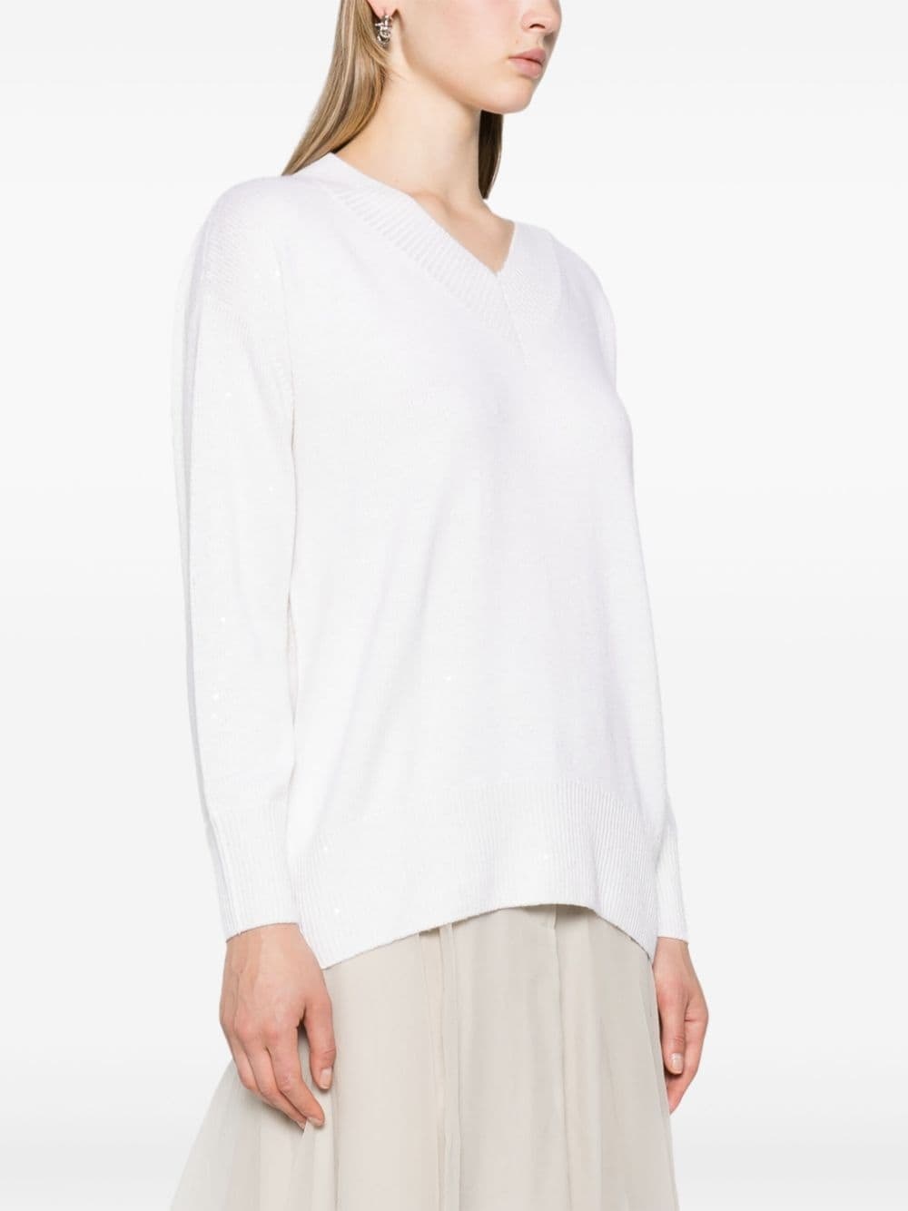 sequined V-neck jumper - 3