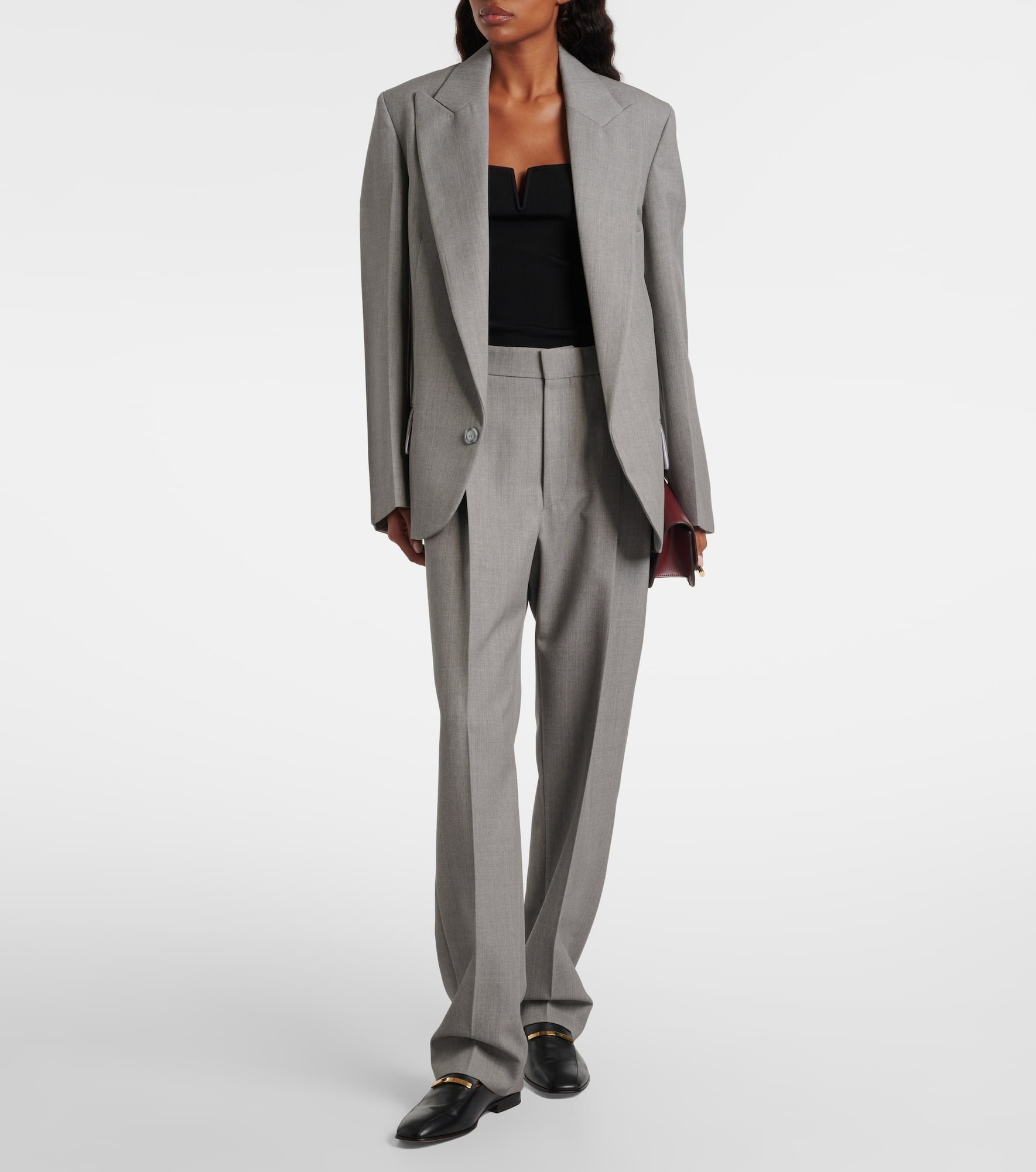 High-rise virgin wool straight pants - 2