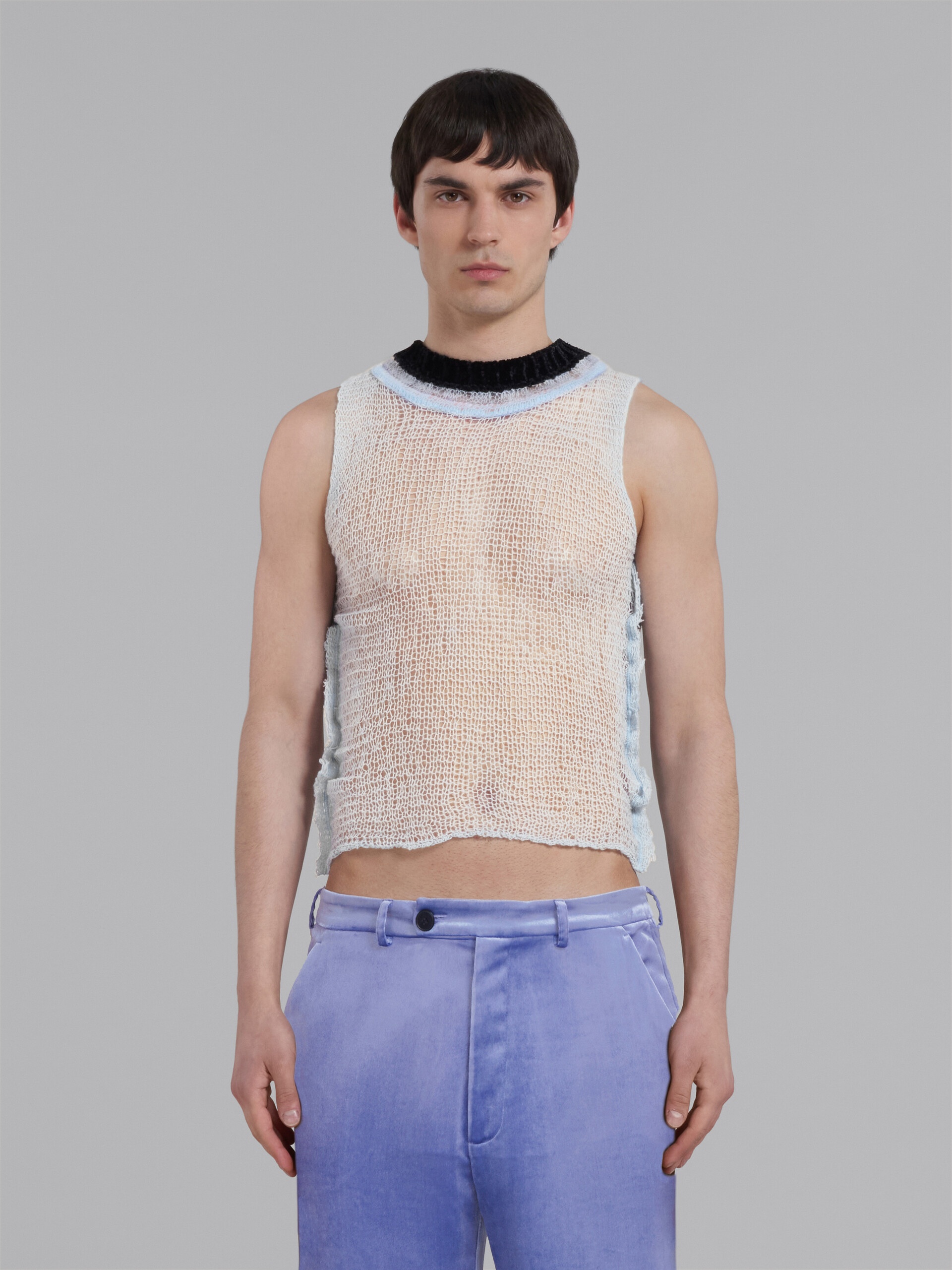 LIGHT BLUE WOOL-CASHMERE TOP WITH CUTOUT - 2