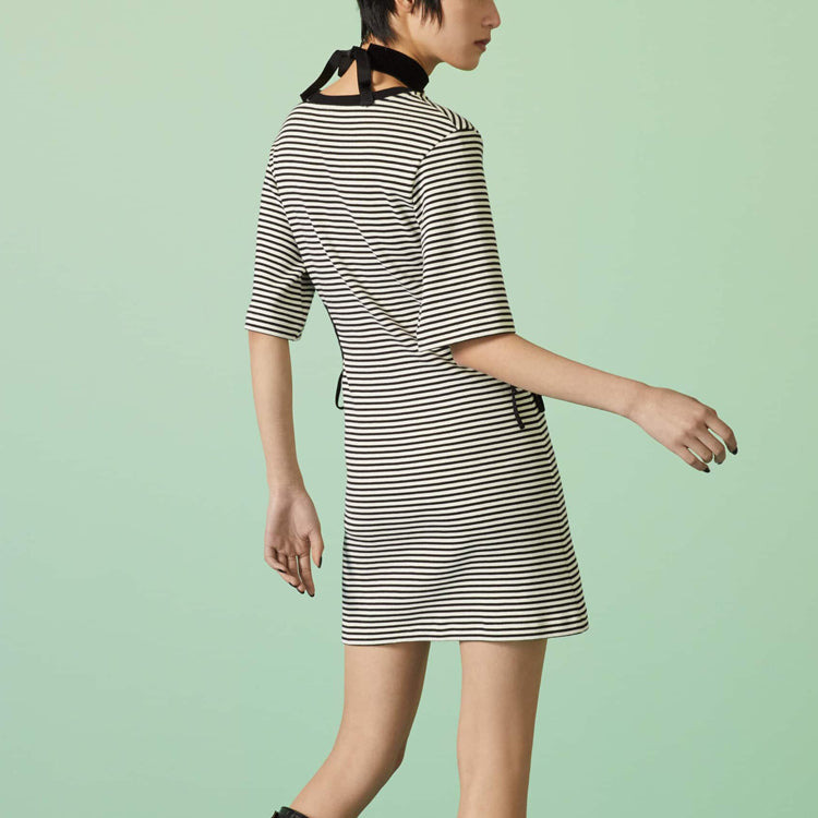 (WMNS) Gucci Striped cotton T-shirt dress 'Black White' 743187-XJFHB-1043 - 3