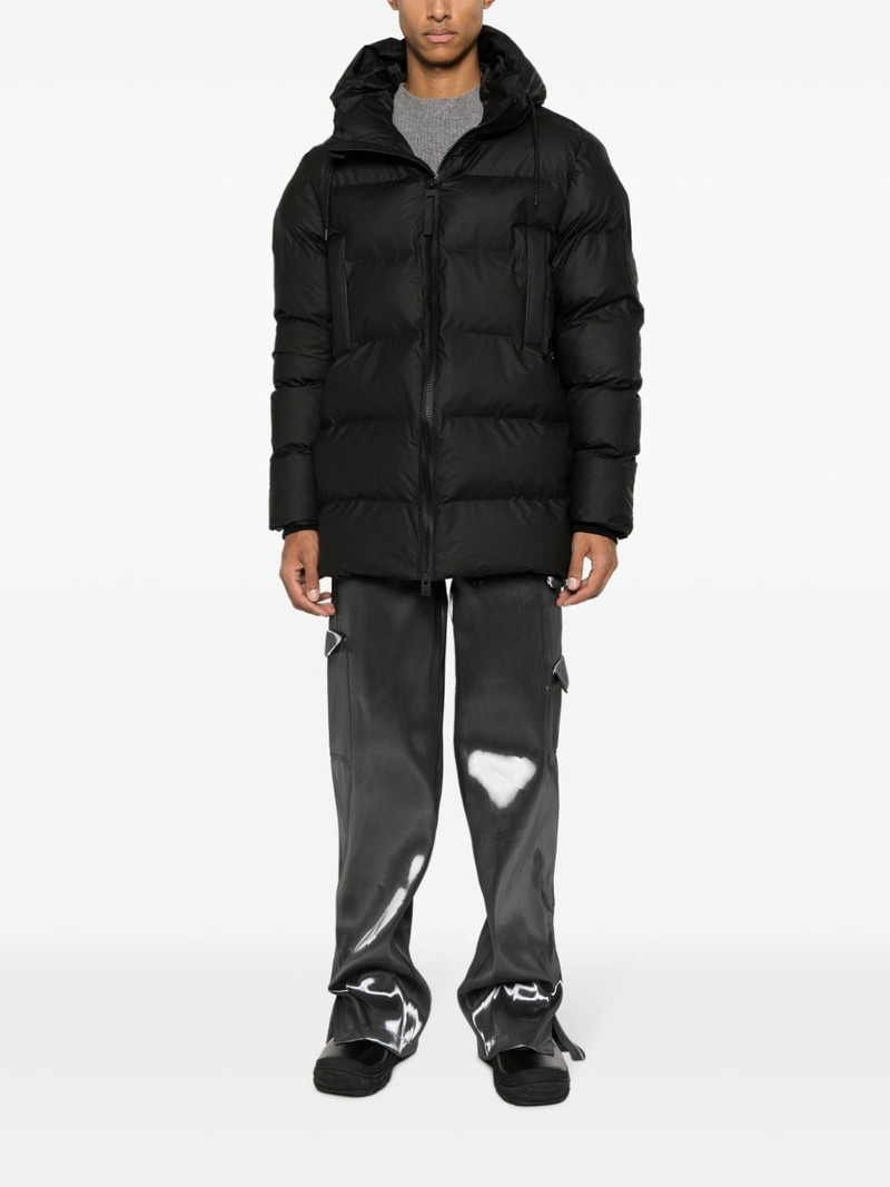 RAINS logo-patch hooded padded jacket outlook