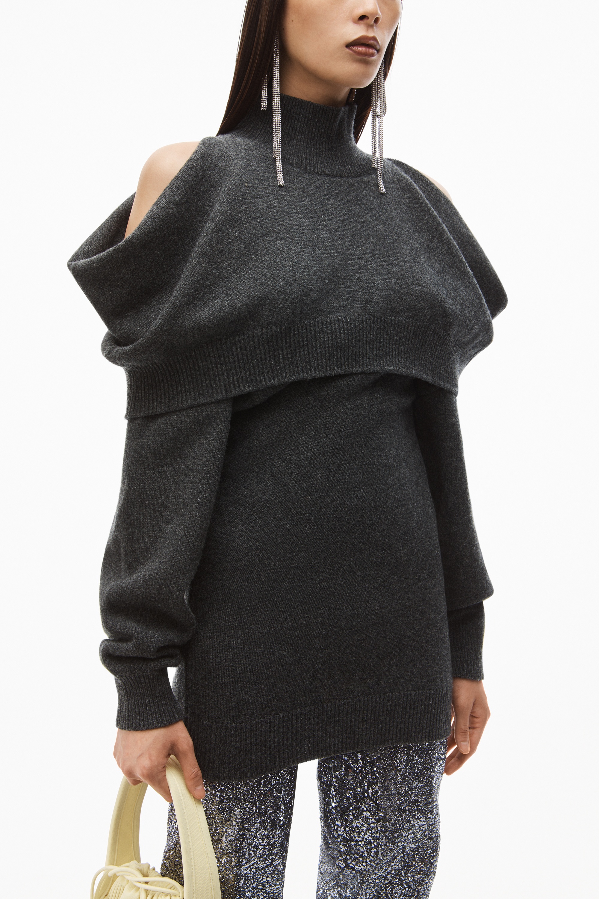 INVERTED TURTLENECK DRESS IN BOILED WOOL - 3