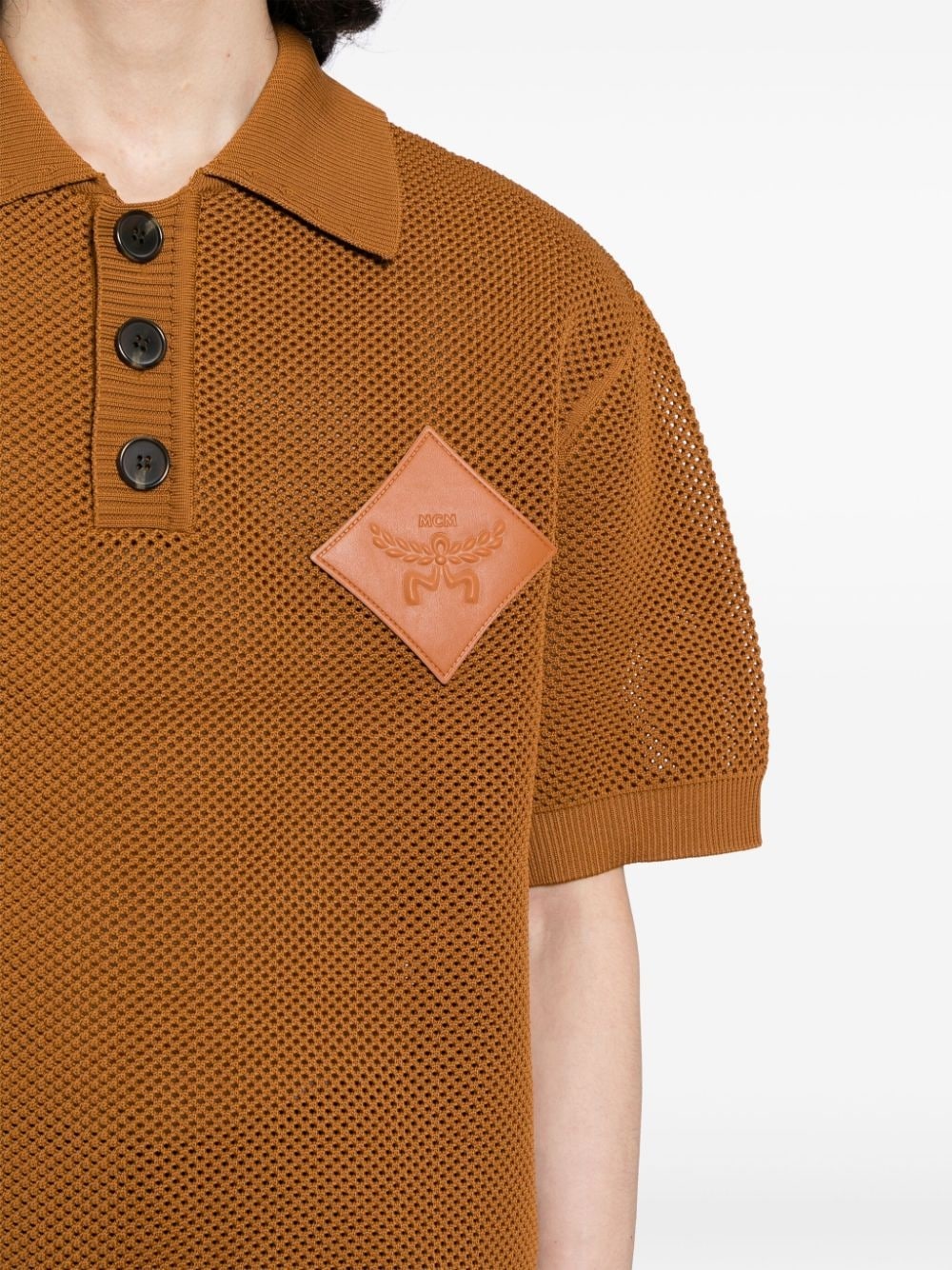 logo-appliquÃ© knitted polo shirt - 5