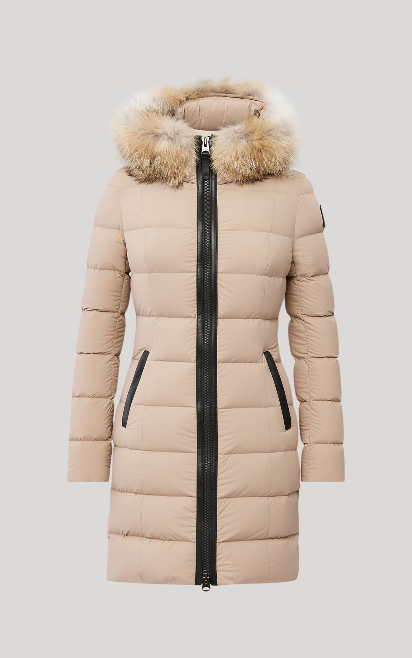 CALLA AGILE-360 stretch light down coat with natural fur collar - 1
