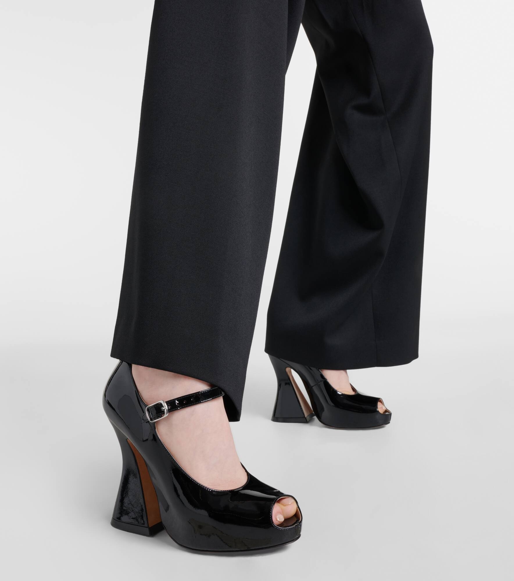 Patent leather peep-toe Mary Jane pumps - 4