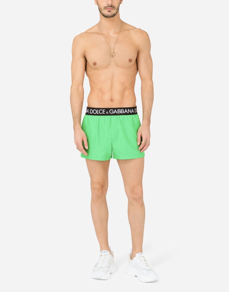 Short swim trunks with branded stretch waistband - 2