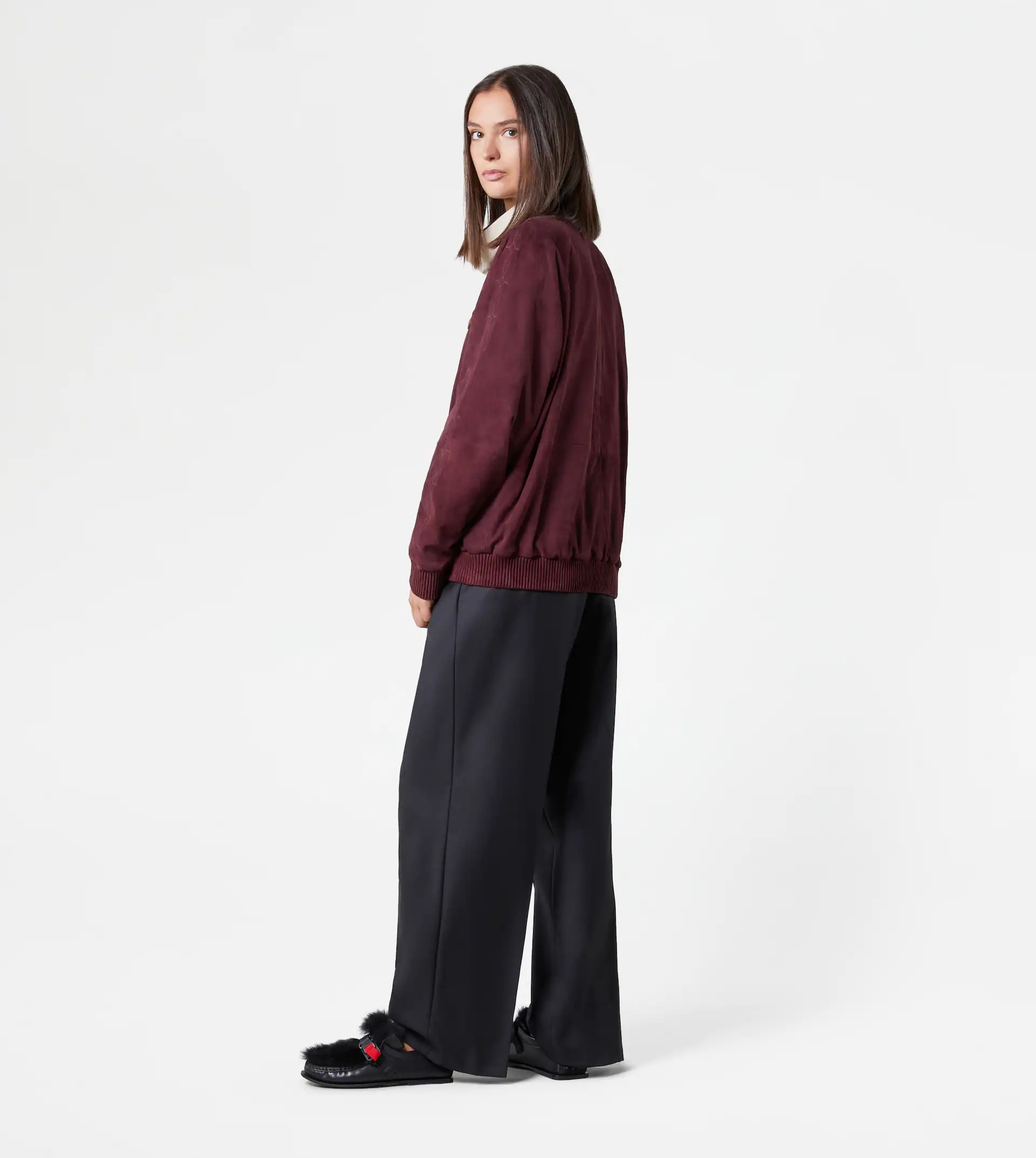 TRACKSUIT JACKET IN SUEDE - BURGUNDY - 3
