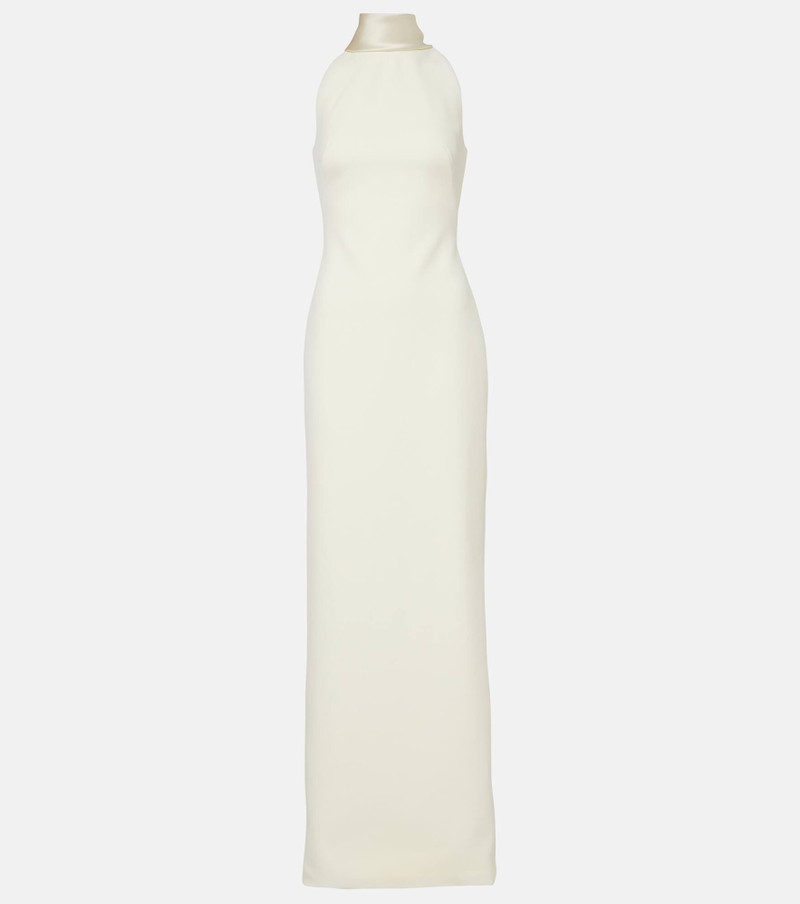 Holliana satin-trimmed crêpe gown - 1