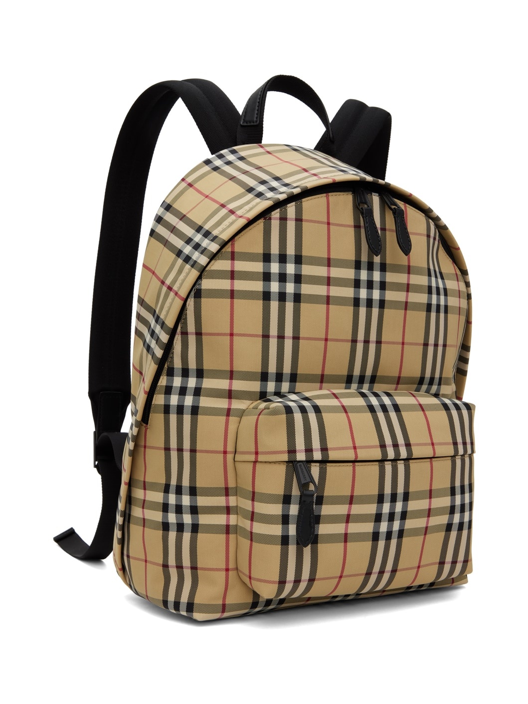 Beige Check Backpack - 2