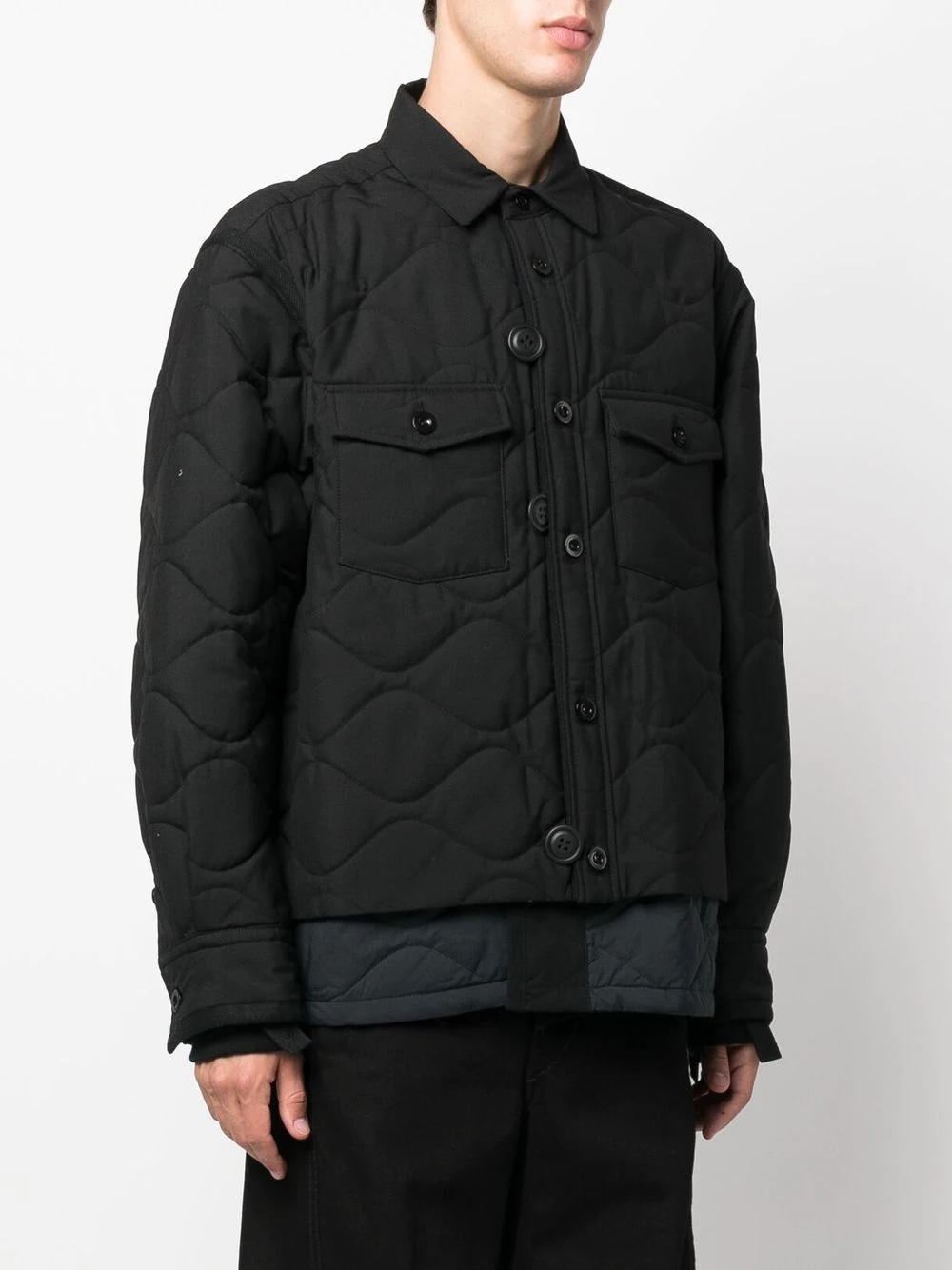 button-up quilted jacket - 3