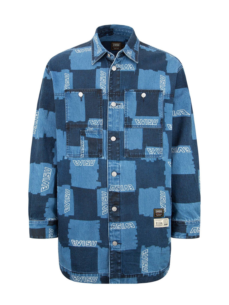 Allover Check Pattern Print Denim Shirt Jacket 13
