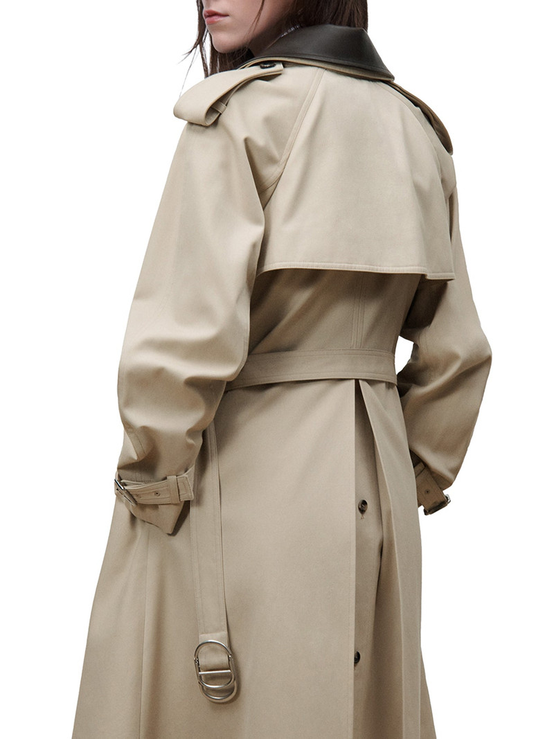 BEIGE COTTON AND SILK GABARDINE TRENCH COAT 3