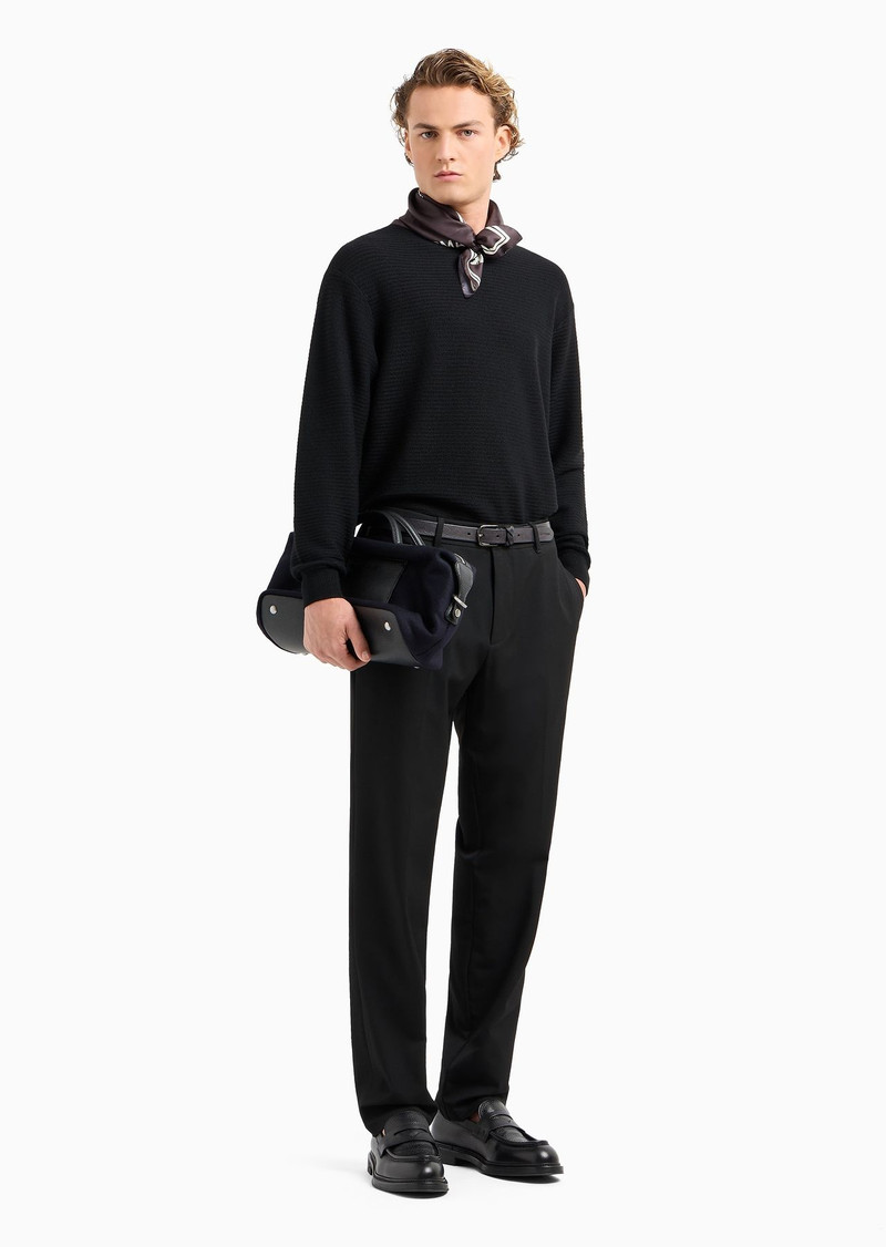 EMPORIO ARMANI Mock-neck jumper in virgin wool with a micro-textured weave outlook