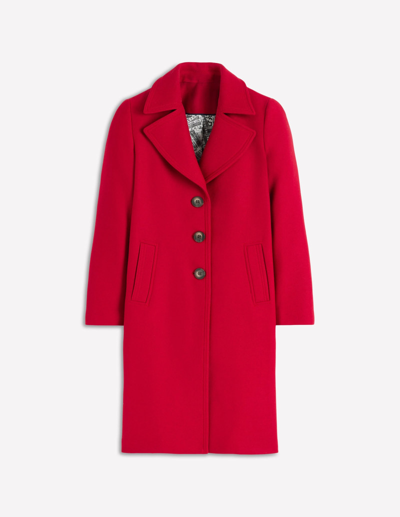 Newport Wool Coat-Cranberry Red 1
