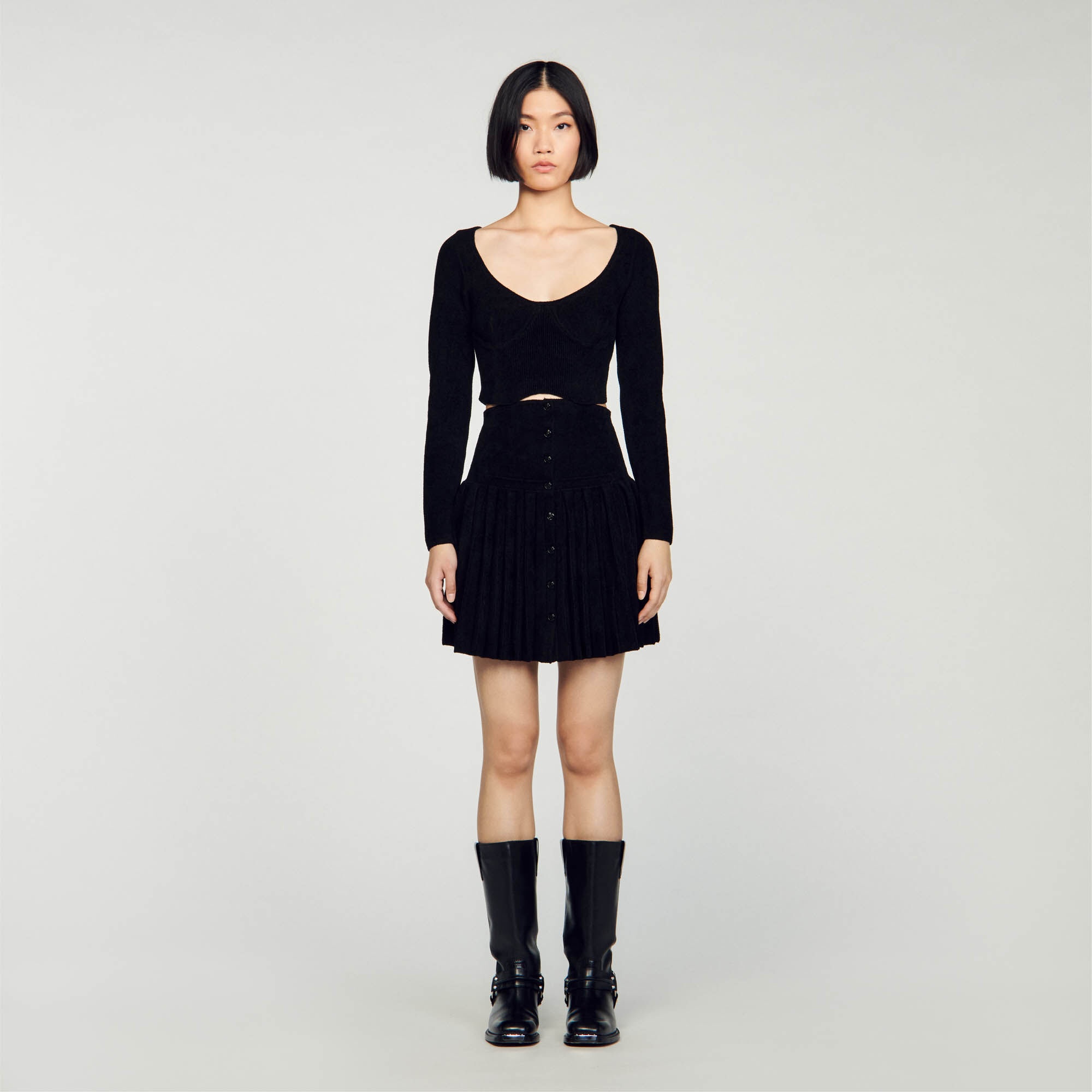 SHORT VELVET KNIT SWEATER - 3