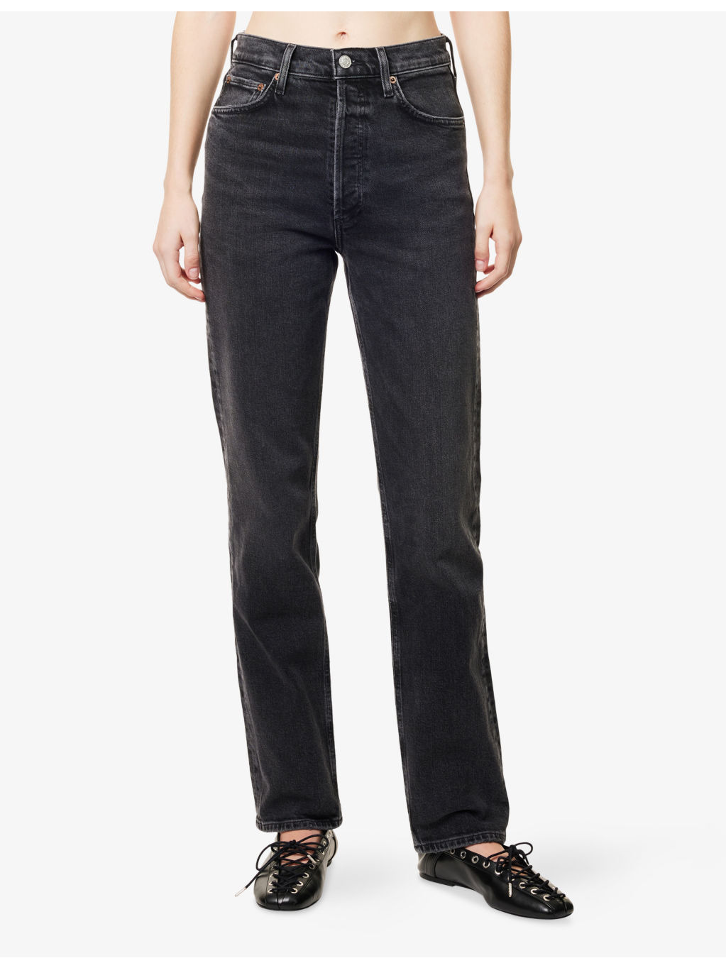 90s Pinch Waist Straight-Leg Denim Jeans - 3