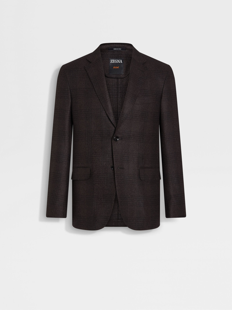 DARK BROWN AND BROWN SILK AND CASHMERE JACKET 1