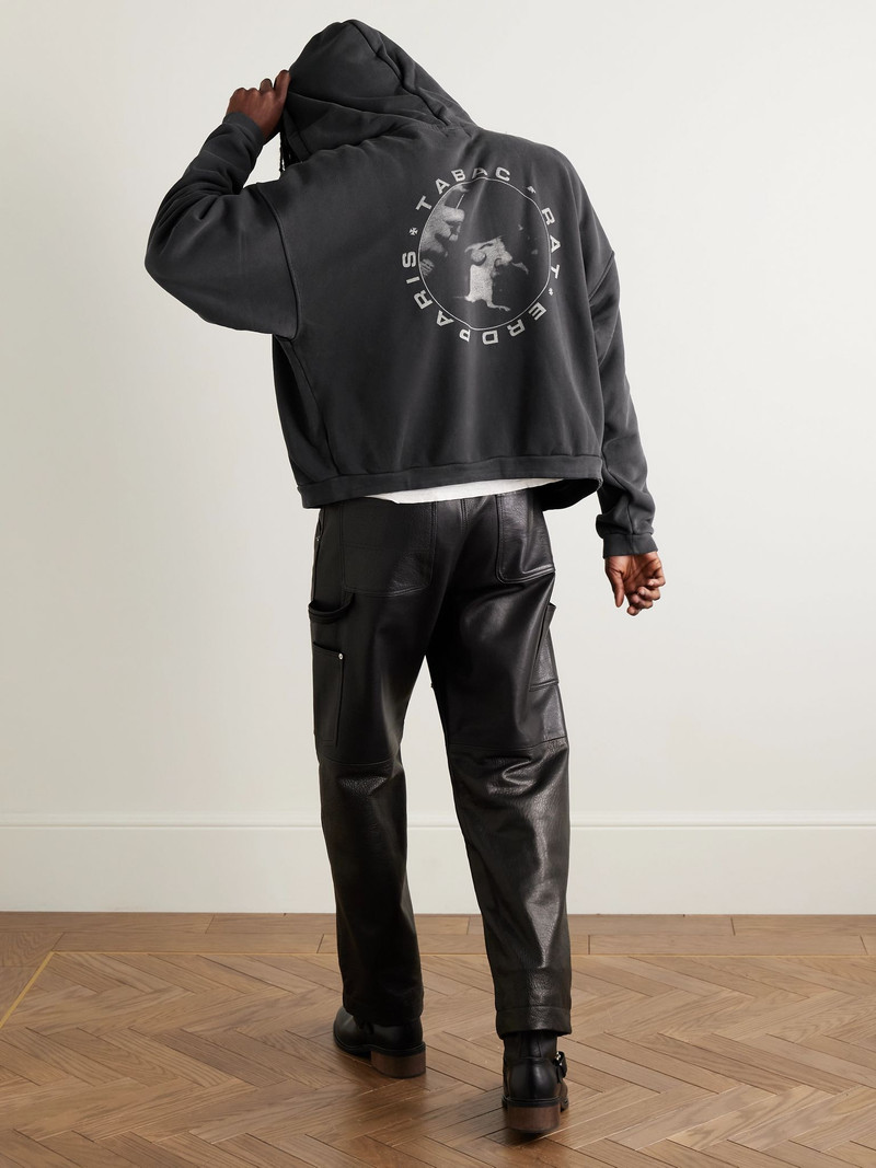 Enfants Riches Déprimés Tabac Rat Printed Cotton-Jersey Zip-Up Hoodie Black outlook