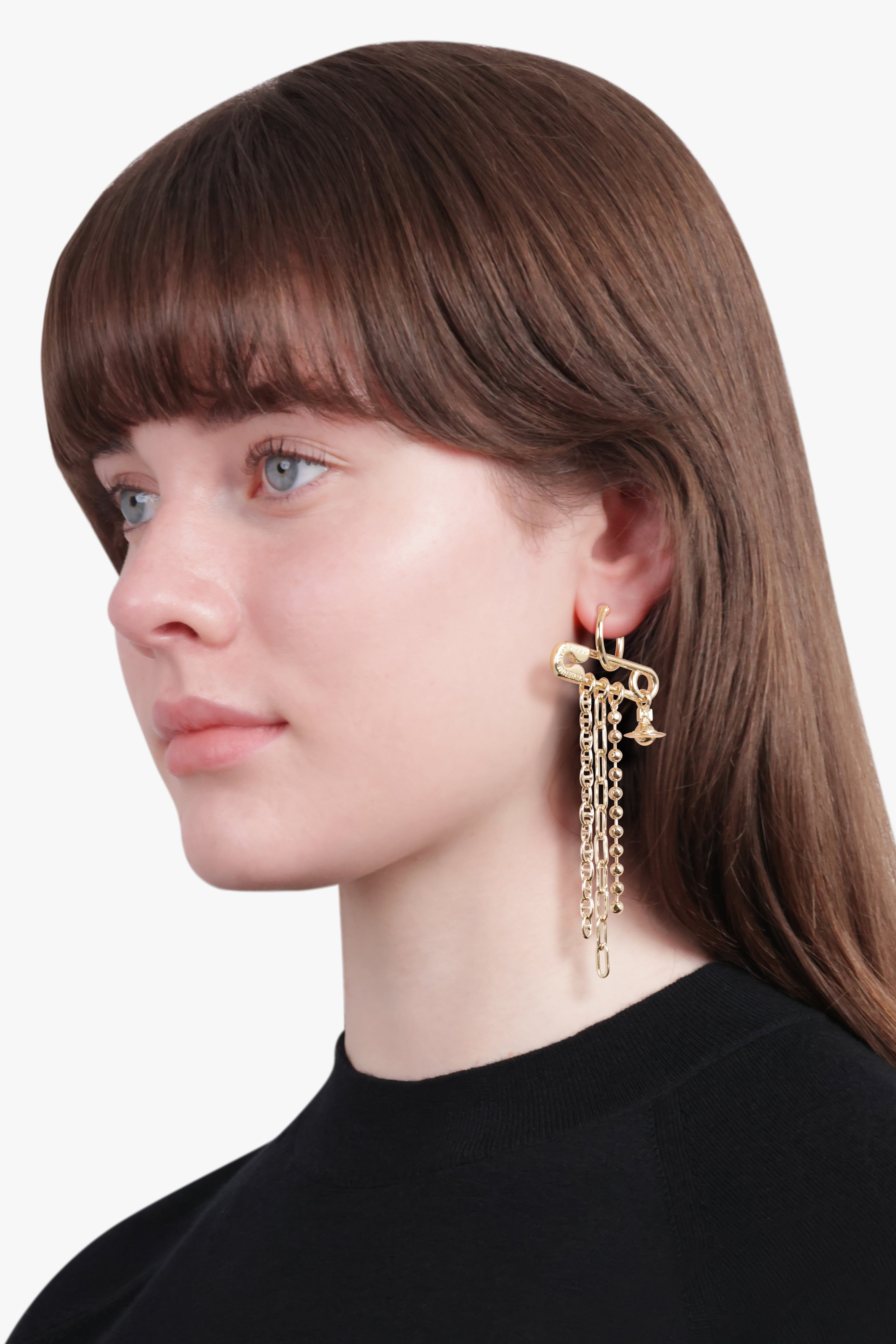 GINETTA SAFETY PIN DROP EARRINGS | GOLD - 3