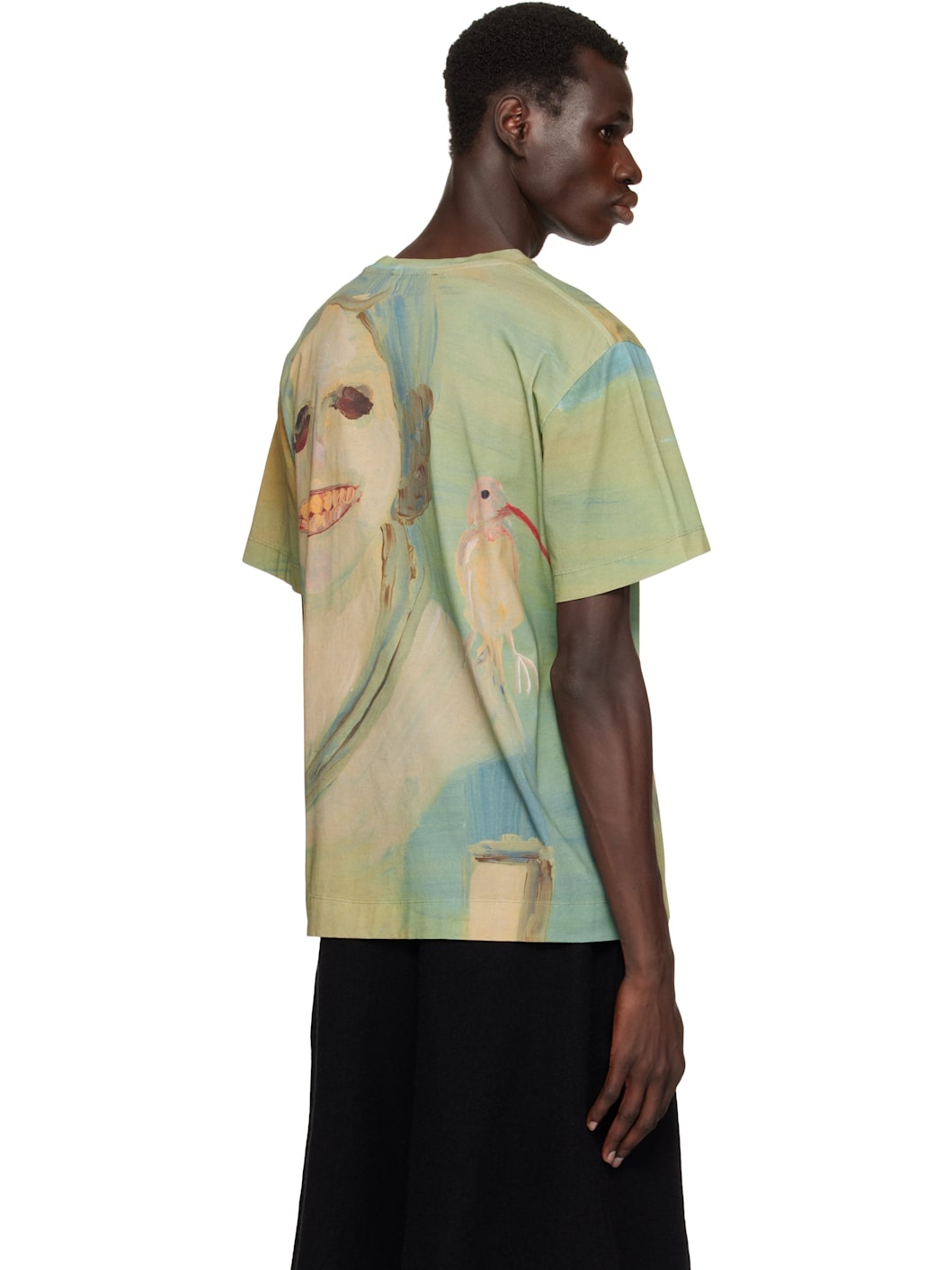 【関税込み】Simone Rocha グリーン Lady With A Bird Tシャツ Simone Rocha Green 'Lady With A Bird' T-shirt | ssense