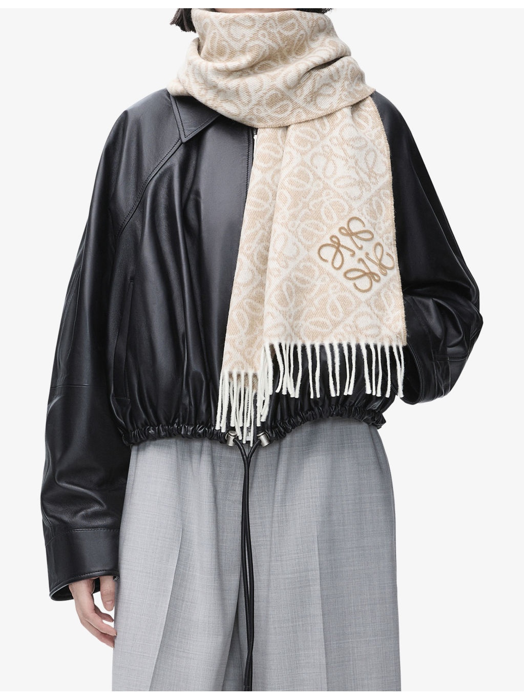 Anagram-pattern wool and cashmere-blend scarf - 2