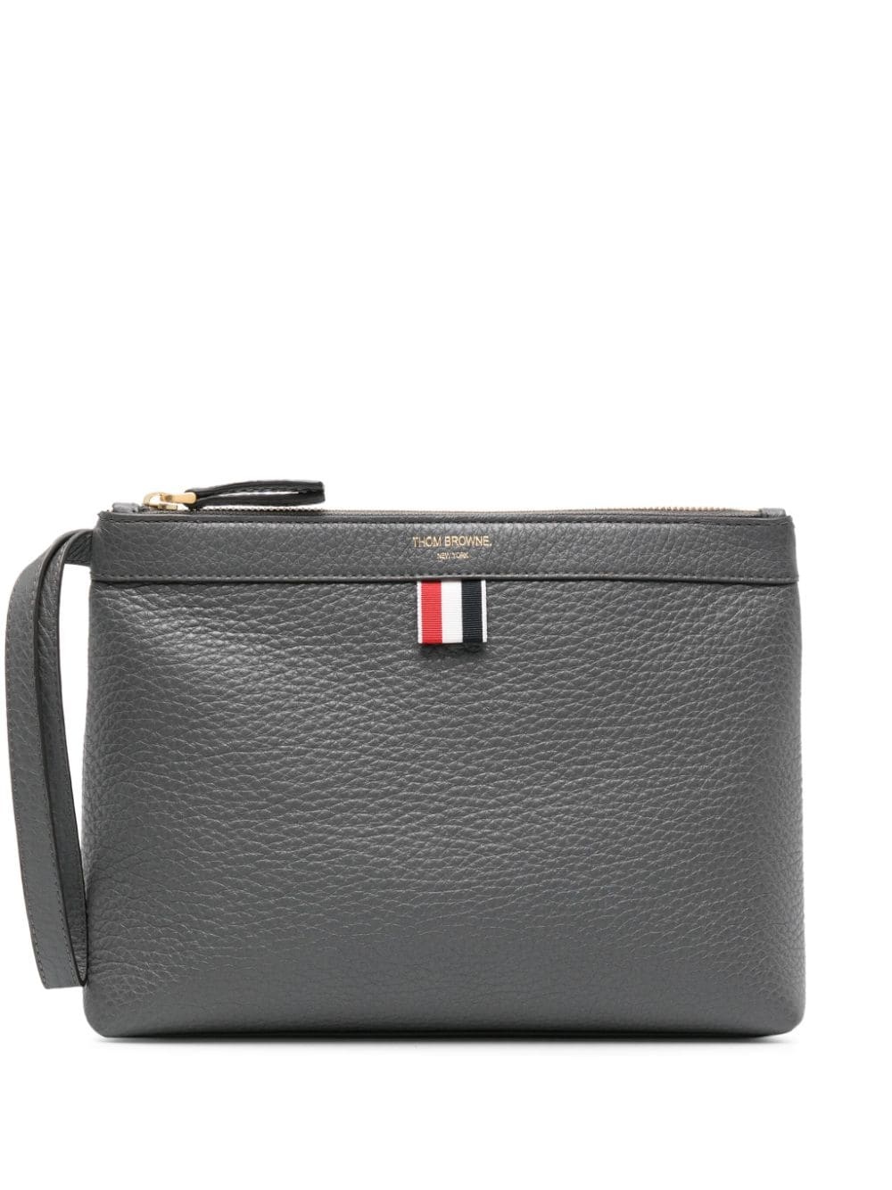 grosgrain-loop leather make-up bag - 1